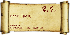 Neer Ipoly névjegykártya